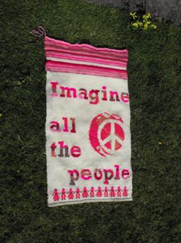 'Imagine all the people' pink knitting