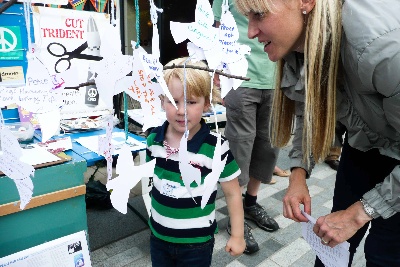Boy with peace doves