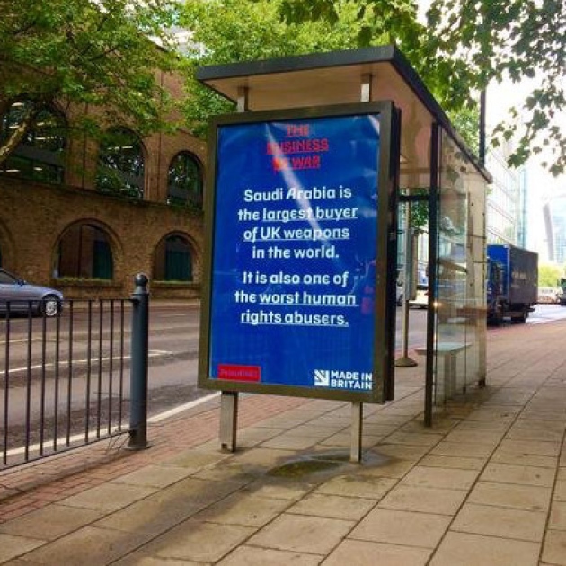 Bus shelter with poster