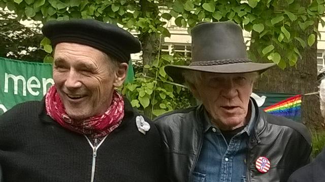 Man in a beret, man in a hat