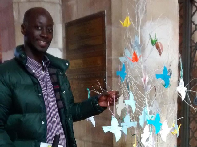white twiggy tree with paper doves