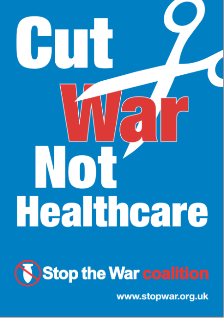 Poster: Cut war not healthcare, Stop the War Coalition