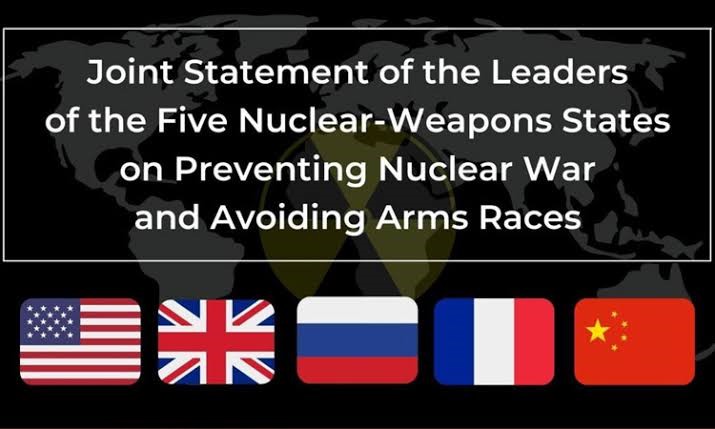 Joint Statement of the Leaders of the Five Nuclear-Weapons States on Preventing Nuclear War and Avoiding Arms Races (with 5 flags)