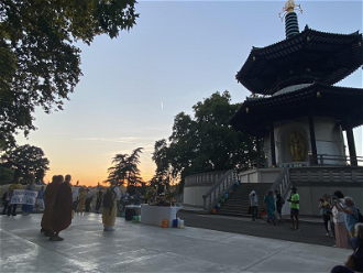 The Peace Pagoda at dusk